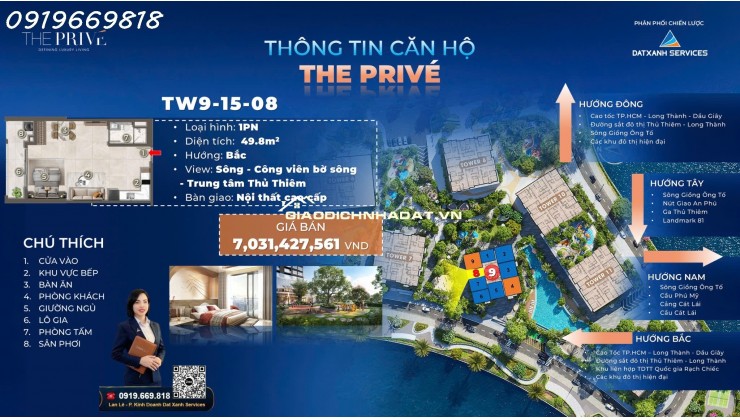 The Prive căn hộ hạng sang ba mặt giáp sông  trung tâm quận 2 chỉ 10% ký hợp đồng mua bán căn 1 phòng ngủ duy nhất
